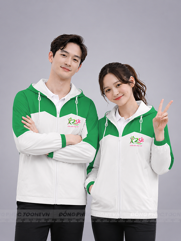 ÁO KHOÁC ĐỒNG PHỤC PHỐI XANH LÁ TRẮNG - Ảnh 3