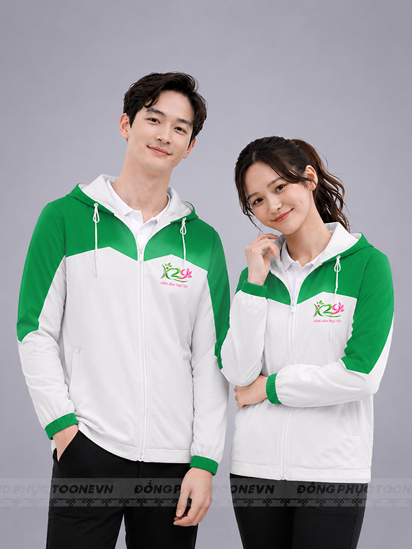 ÁO KHOÁC ĐỒNG PHỤC PHỐI XANH LÁ TRẮNG - Ảnh 4