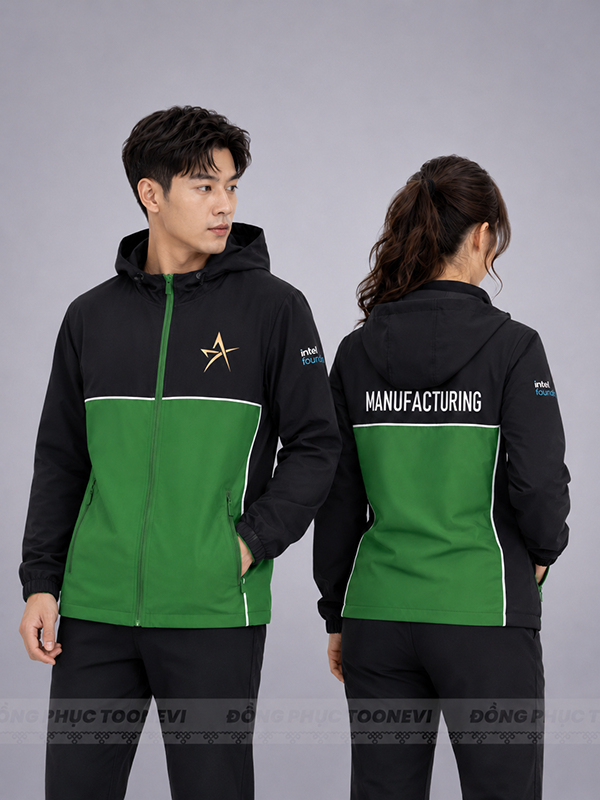 ÁO KHOÁC ĐỒNG PHỤC PHỐI XANH LÁ ĐEN - Ảnh 4