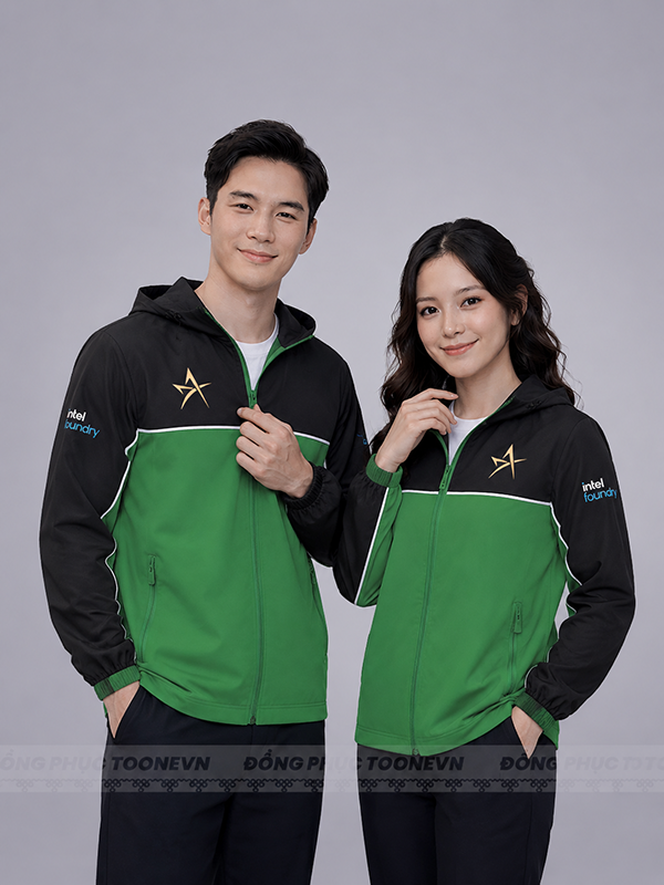 ÁO KHOÁC ĐỒNG PHỤC PHỐI XANH LÁ ĐEN - Ảnh 2